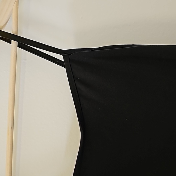 Women's Aqua Green black one peice bathing suit. Skirt overlay. Modest small. - Picture 2 of 9